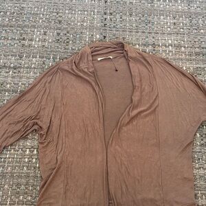 Brown Open Front Sheer cardigan